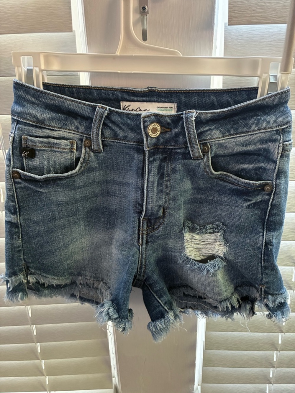 KanCan Distressed Denim Shorts — Blue Wash